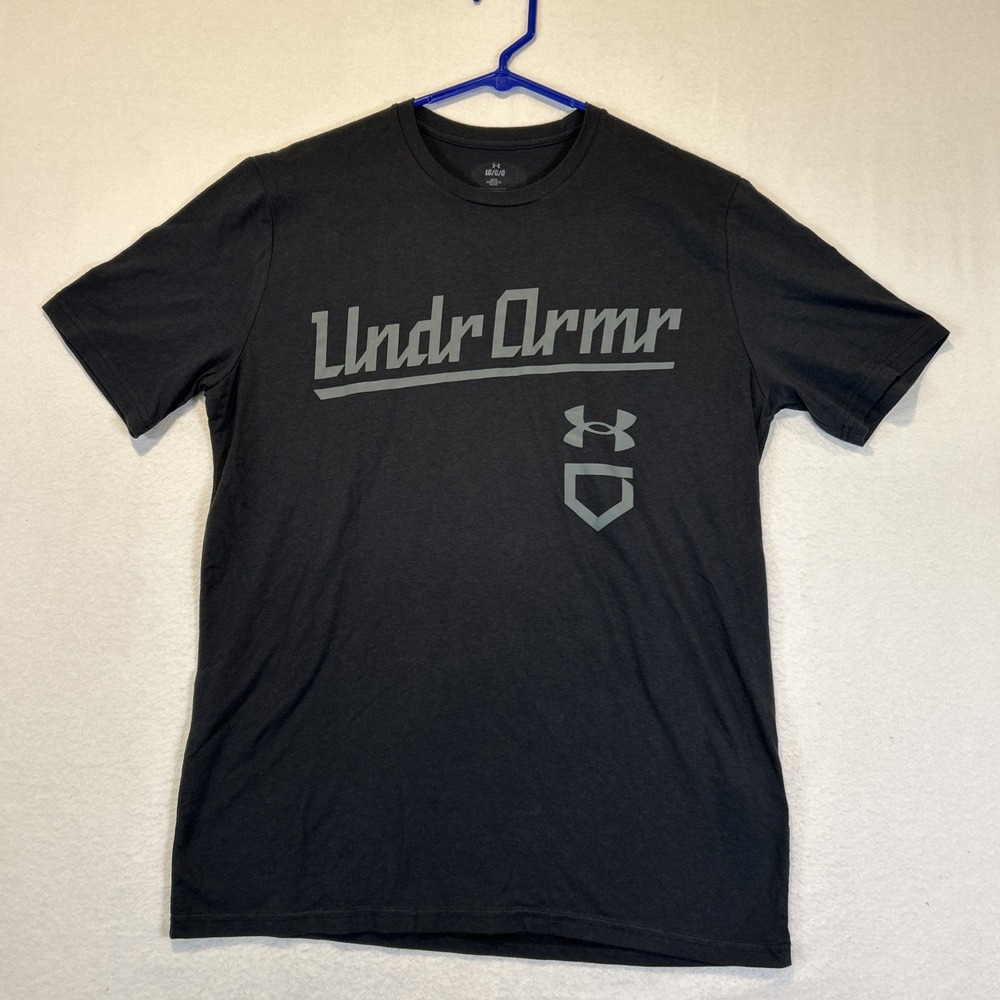 Under Armour Baseball Script T-Shirt Black Mens Large 1377613 New
